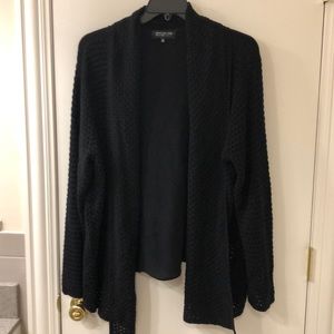Black knit open front cardigan